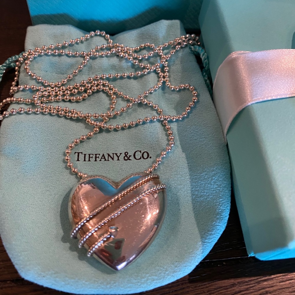 Retired Tiffany & Co Puffed Heart Arrow Necklace